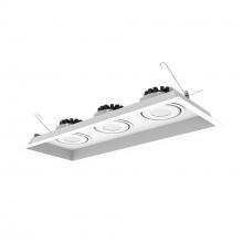 Nora NMRT3-3RL430FWW - Three-Head Flanged LED Multiple Lighting Trim, 3000lm per Head w/ Flood Optic, 3000K, Regressed