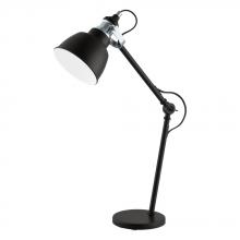 Eglo 203516A - 1 LT Table Lamp w/ Matte Black & Chrome Finish w/ Black w/ White Interior Shade