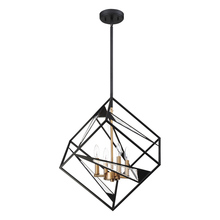 Eglo 204586A - 4 LT Geometric Open Frame Pendant w/ Black Finish w/ Gold & Clear Glass Accents