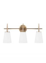 Generation Lighting 4440403-848 - Driscoll contemporary 3-light indoor dimmable bath vanity wall sconce in satin brass gold finish wit