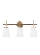 Generation Lighting 4440403EN3-848 - Driscoll contemporary 3-light LED indoor dimmable bath vanity wall sconce in satin brass gold finish