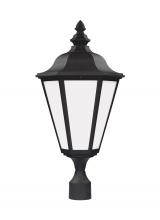 Generation Lighting 89025EN3-12 - Brentwood traditional 1-light LED outdoor exterior post lantern in black finish with smooth white gl