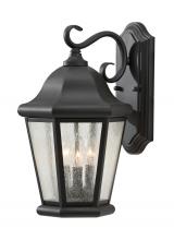 Generation Lighting OL5902EN/BK - Martinsville traditional 3-light LED outdoor exterior large wall lantern sconce in black finish with