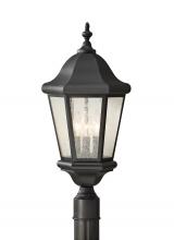 Generation Lighting OL5907EN/BK - Martinsville traditional 3-light LED outdoor exterior post lantern in black finish with clear seeded
